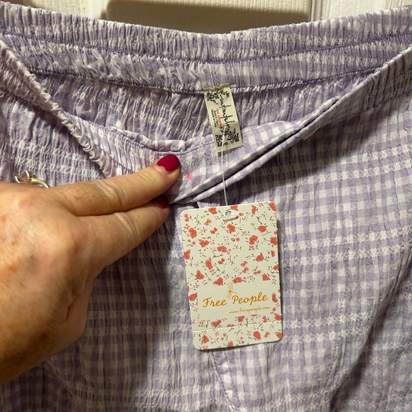 NWT FREE PEOPLE Women's Cloud Ten Check-Print Pajama Pants - Picture 5 of 5